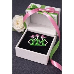 AKA Alpha Kappa Alpha Brooch 3-Ladies pink and green 2"